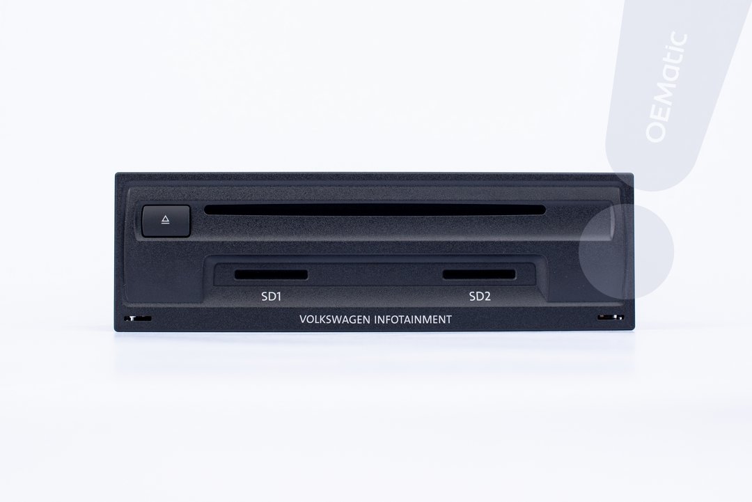 Przedni panel jednostki MIB Discover Pro Volkswagen Infotainment z napędem CD, slotami SD1 i SD2 oraz przyciskiem eject