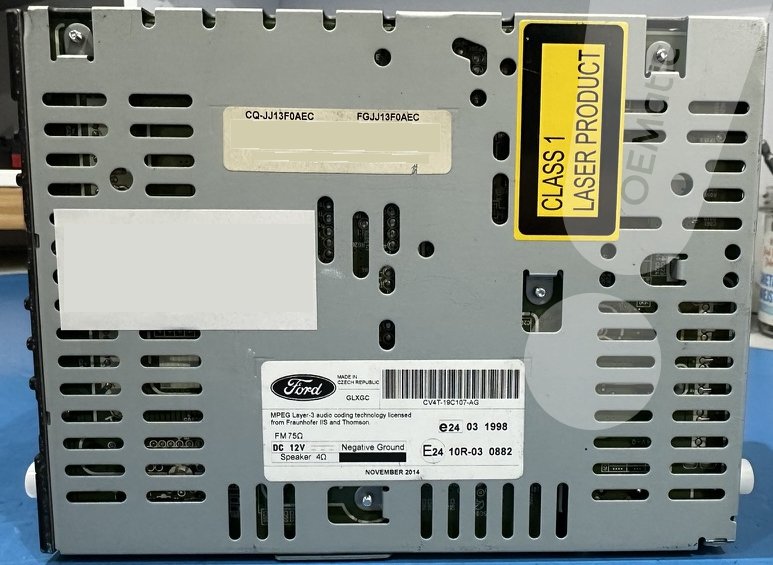 Etykieta na tyle modułu ACM Ford — Part Number CV4T-19C107-AG, producent Panasonic